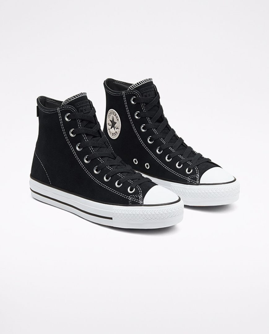 Bascheți Dama Converse CONS Chuck Taylor All Star Pro Piele Intoarsa Negrii Albi | RO TSYHG257